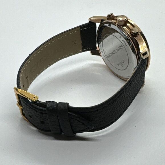 Michael Kors Runway MK5128 Women\'s Black Leather Analog Dial Quartz Watch AEA330